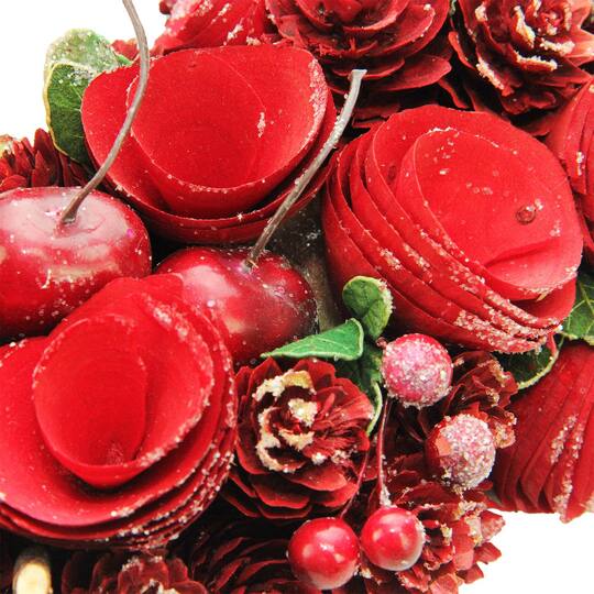 13.5" Rose, Pinecone & Cherry Valentine's Day Wreath